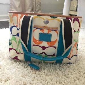 COACH multicolor canvas tote! ❤️🧡💛💚💙💜